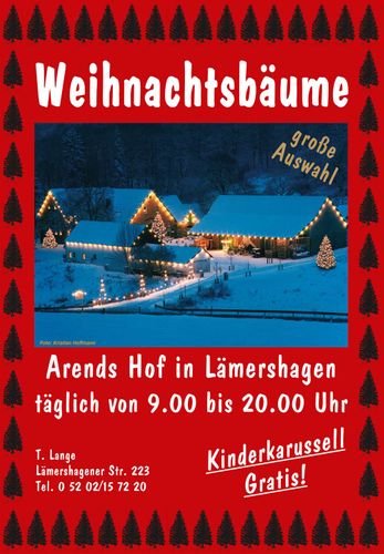 Plakat Weihnachtsbaumverkauf auf Arends Hof